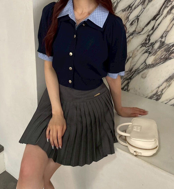  「今期トレンド/重ね襟半袖ニット」|ニット・セーター|