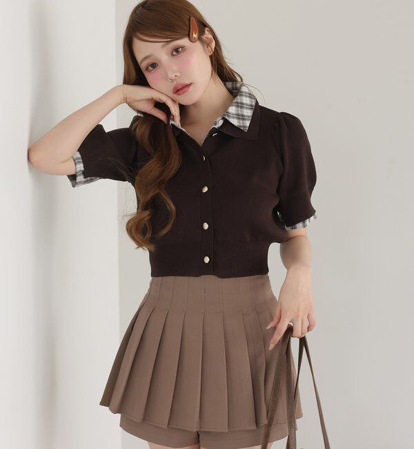  「今期トレンド/重ね襟半袖ニット」|ニット・セーター|