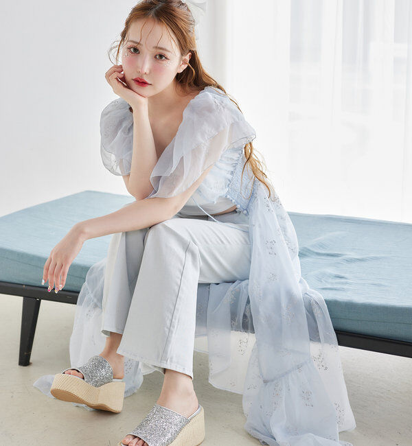  「【moon light marine collection】刺繍シアーワンピース」|ワンピース|