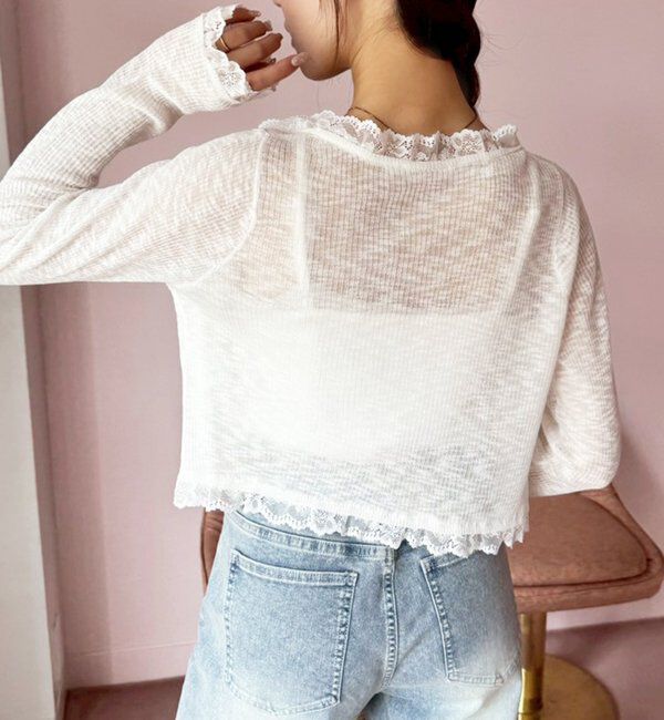  「レース切り替えシアーカーデ」|ニット・セーター|