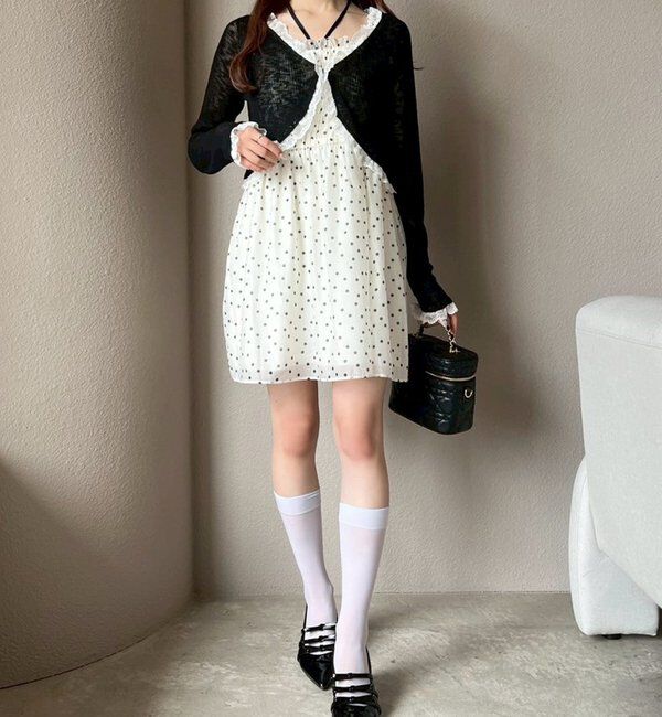  「レース切り替えシアーカーデ」|ニット・セーター|