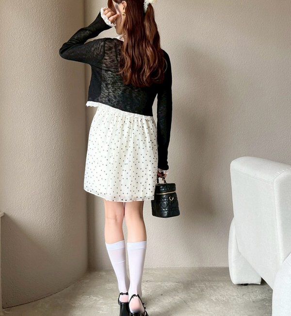  「レース切り替えシアーカーデ」|ニット・セーター|