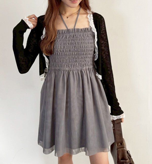  「レース切り替えシアーカーデ」|ニット・セーター|