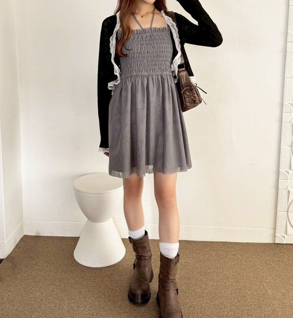  「レース切り替えシアーカーデ」|ニット・セーター|