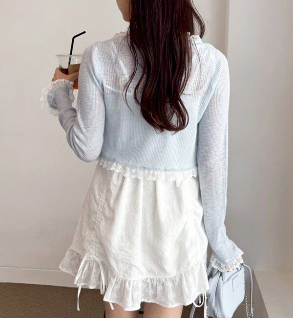  「レース切り替えシアーカーデ」|ニット・セーター|