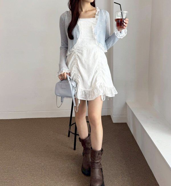  「レース切り替えシアーカーデ」|ニット・セーター|