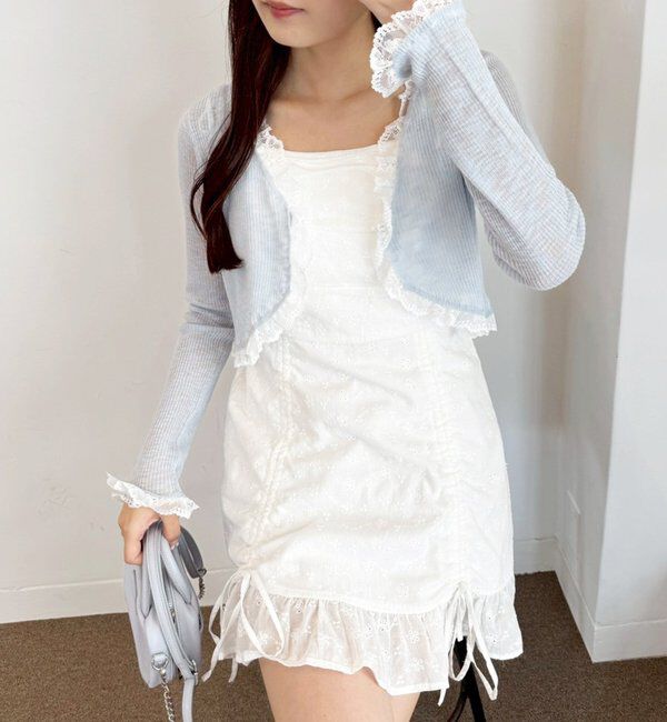  「レース切り替えシアーカーデ」|ニット・セーター|