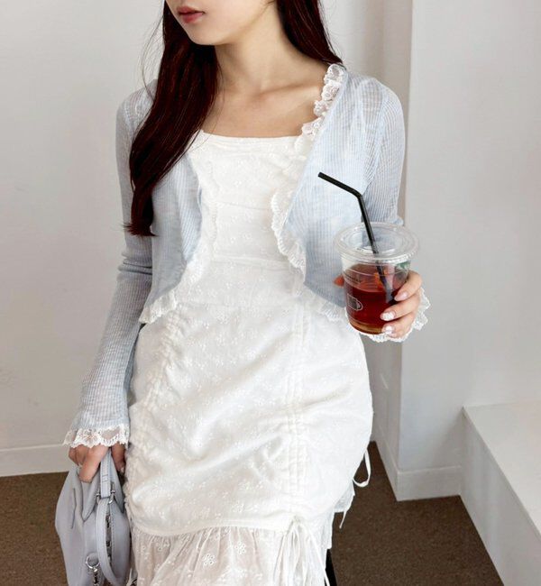  「レース切り替えシアーカーデ」|ニット・セーター|