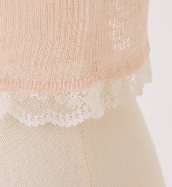  「レース切り替えシアーカーデ」|ニット・セーター|