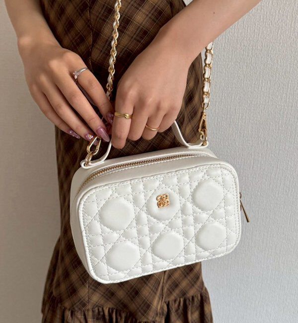  「リボンつきミニスクエアバッグ」|ショルダー・メッセンジャー|アイボリー