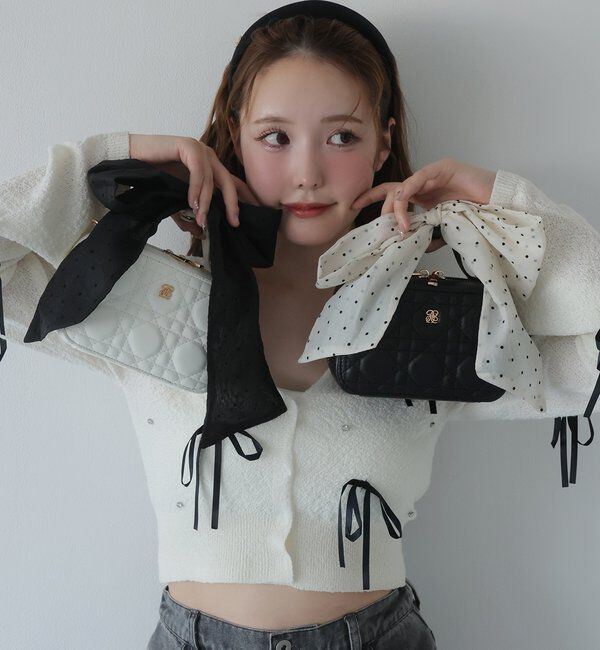  「リボンつきミニスクエアバッグ」|ショルダー・メッセンジャー|