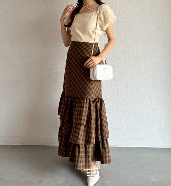  「袖フェザー半袖ニット」|ニット・セーター|