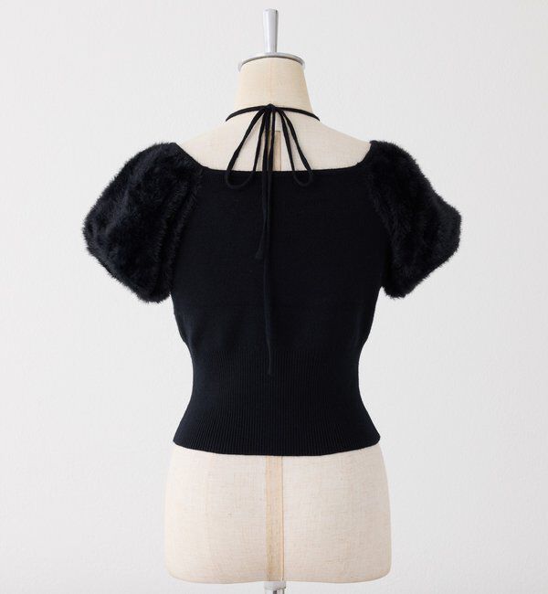  「袖フェザー半袖ニット」|ニット・セーター|