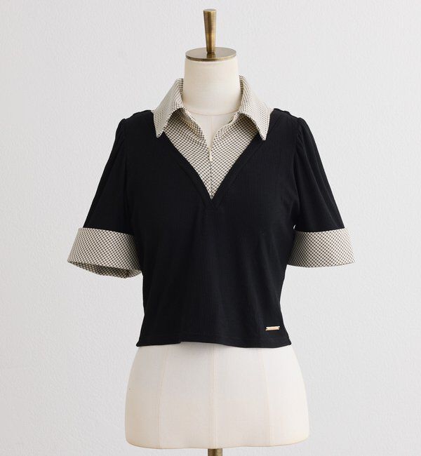  「チェックレイヤードドッキングトップス」|プルオーバー|