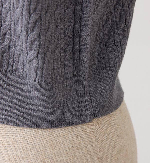  「２枚衿ケーブル半袖ニット」|ニット・セーター|