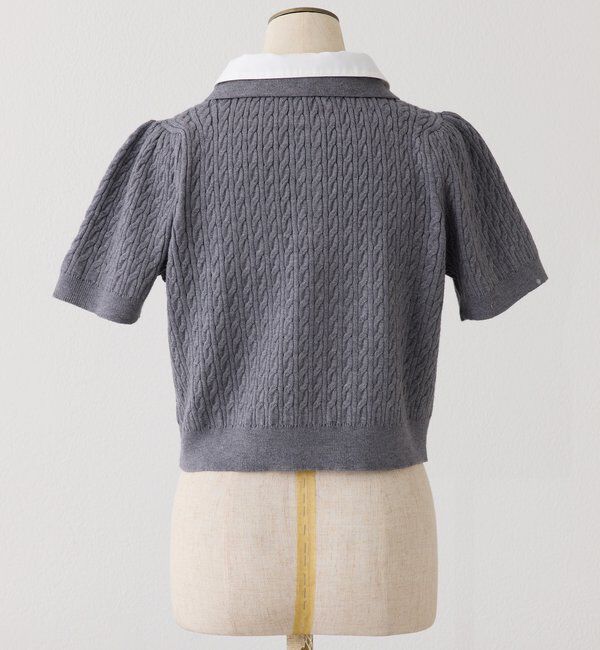  「２枚衿ケーブル半袖ニット」|ニット・セーター|