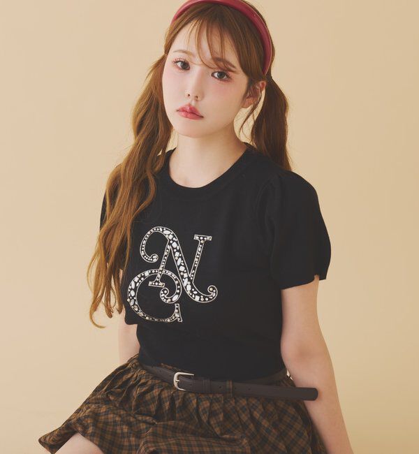  「ロゴビジューニット」|ニット・セーター|ブラック