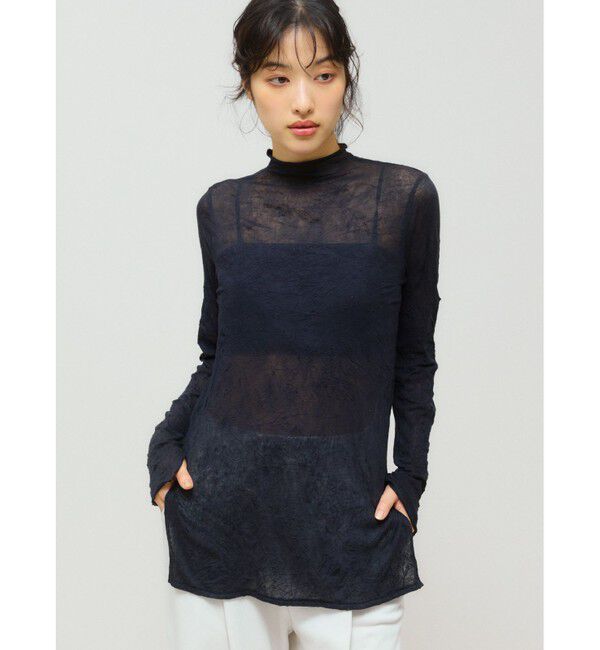 MIDIUMISOLID「MIDIUMISOLID for Ladies シアーハイネックインナー」|Tシャツ・カットソー|ブラック