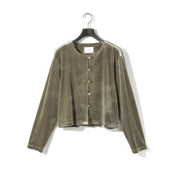 MIDIUMISOLID「MIDIUMISOLID for Ladies クルーネックベロアカーディガン」|カーディガン|グレー