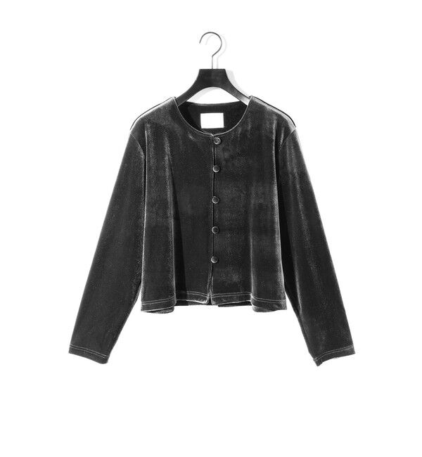 MIDIUMISOLID「MIDIUMISOLID for Ladies クルーネックベロアカーディガン」|カーディガン|ブラック