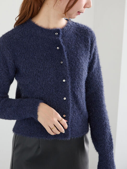 Te chichi「ラメシャギークルーネックカーディガン」|カーディガン|ネイビー