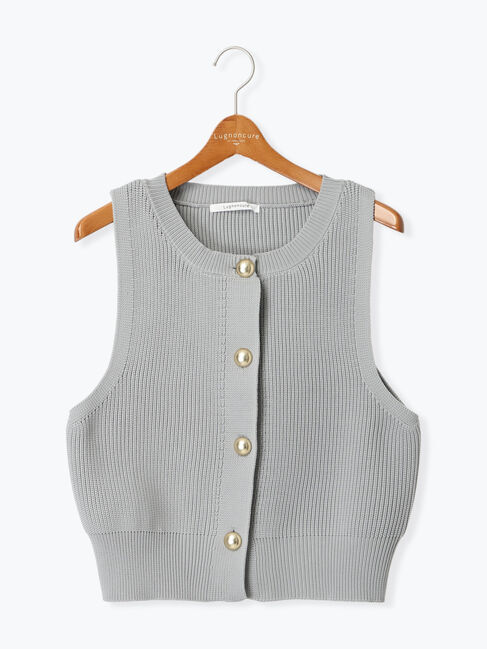 Lugnoncure「金ボタン無撚糸ニットベスト」|ニット・セーター|