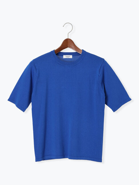 Te chichi TERRASSE「【抗菌防臭】ハーフスリーブニット」|ニット・セーター|ブルー