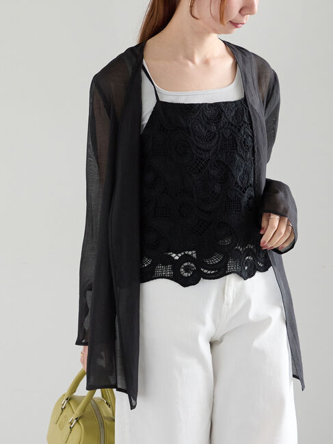 Te chichi「【松井愛莉着用】シアーノーカラーシャツ」|シャツ・ブラウス|ブラック