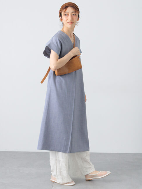 Lugnoncure「【接触冷感】麻調サックワンピース」|ワンピース|ブルー