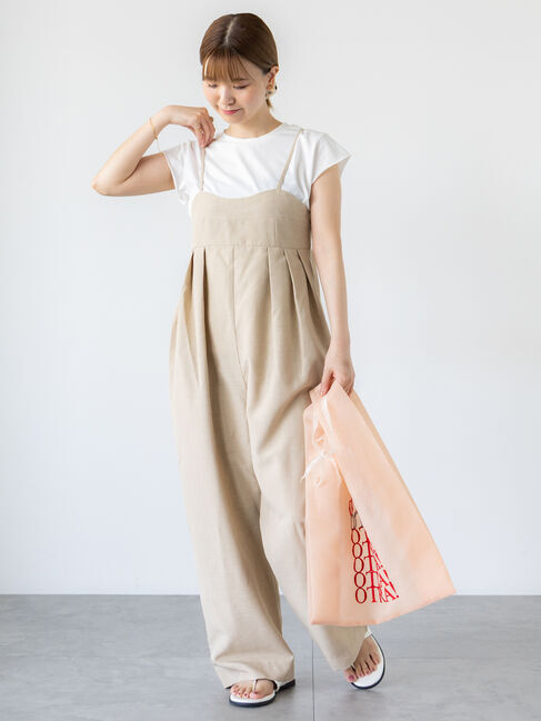 Lugnoncure「麻調サロペット」|その他|ベージュ