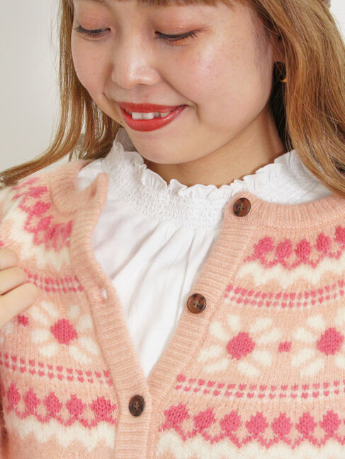 Samansa Mos2「【保湿加工】襟スモッキングカットソー」|Tシャツ・カットソー|オフホワイト