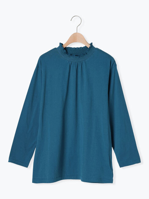 Samansa Mos2「【保湿加工】襟スモッキングカットソー」|Tシャツ・カットソー|