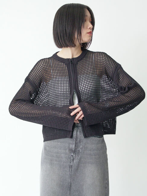 sm2rhythm「メッシュニットジップカーディガン」|カーディガン|