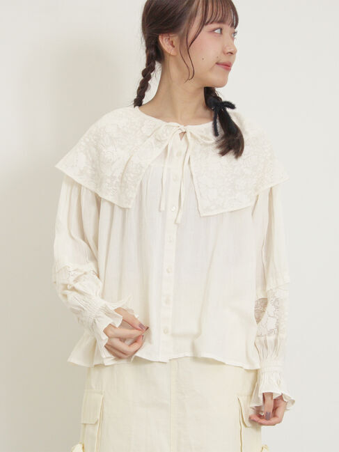 Samansa Mos2「オーバーレース襟ブラウス」|シャツ・ブラウス|キナリ