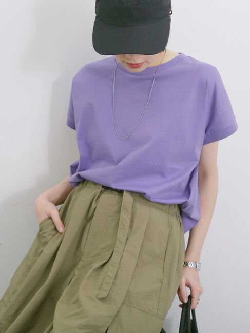 Samansa Mos2 blue「【USAコットン】アソートフレンチスリーブT」|Tシャツ・カットソー|パープル