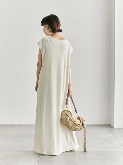 Samansa Mos2 blue「◎ヘンリーネックテレコワンピース」|ワンピース|