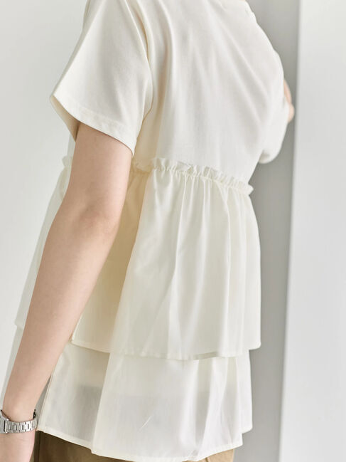 Samansa Mos2 blue「【接触冷感】ドッキングティアードプルオーバー」|Tシャツ・カットソー|