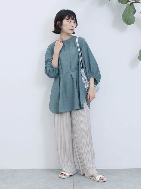 Samansa Mos2 blue「タックブラウス」|シャツ・ブラウス|