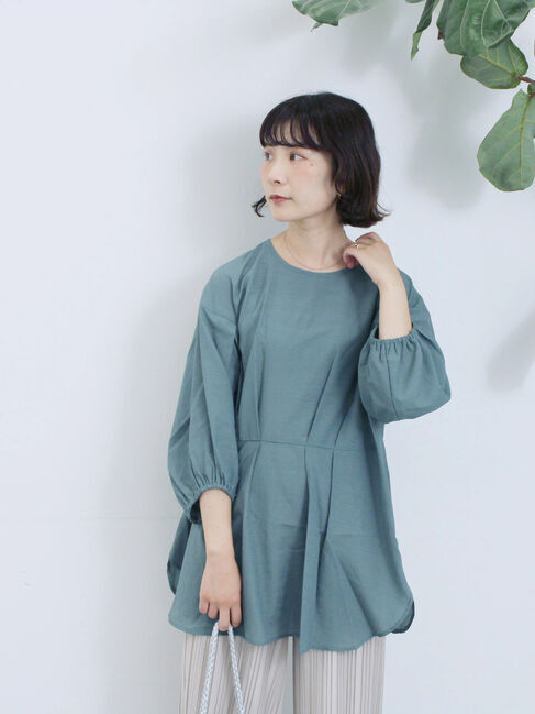 Samansa Mos2 blue「タックブラウス」|シャツ・ブラウス|