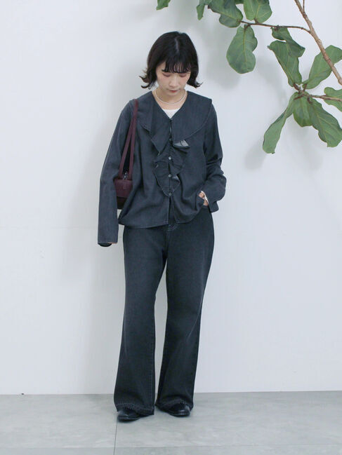 Samansa Mos2 blue「【ECO DENIM 】 フレアパンツ」|その他|