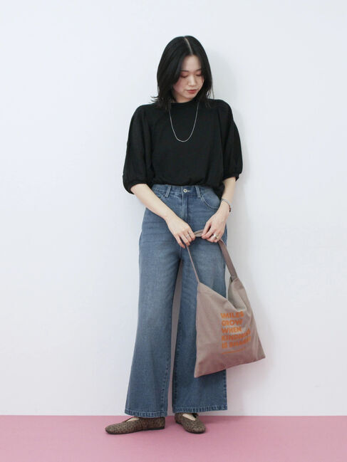 Samansa Mos2 blue「袖ボリュームTシャツ」|Tシャツ・カットソー|