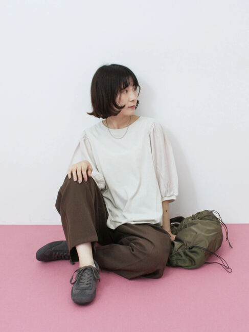 Samansa Mos2 blue「袖ボリュームTシャツ」|Tシャツ・カットソー|