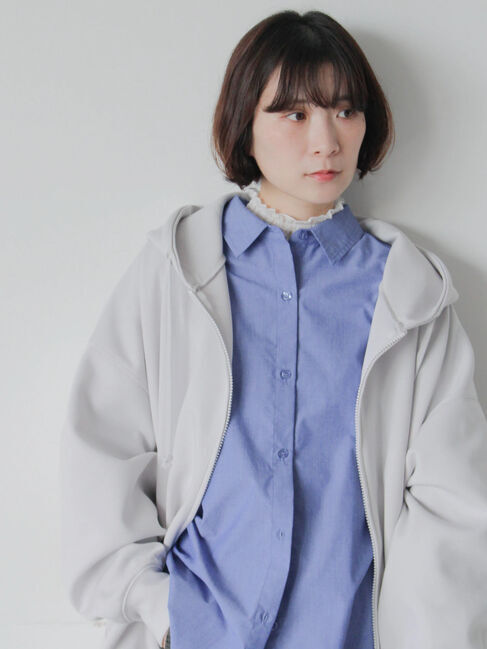 Samansa Mos2 blue「ダンボールジップパーカー」|Tシャツ・カットソー|