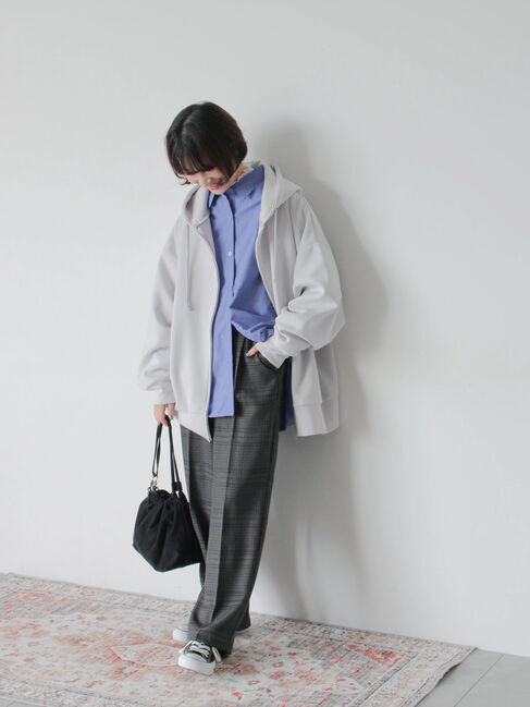 Samansa Mos2 blue「ダンボールジップパーカー」|Tシャツ・カットソー|