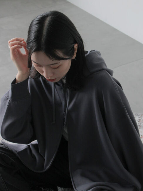 Samansa Mos2 blue「ダンボールジップパーカー」|Tシャツ・カットソー|