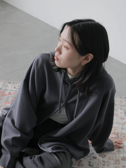 Samansa Mos2 blue「ダンボールジップパーカー」|Tシャツ・カットソー|