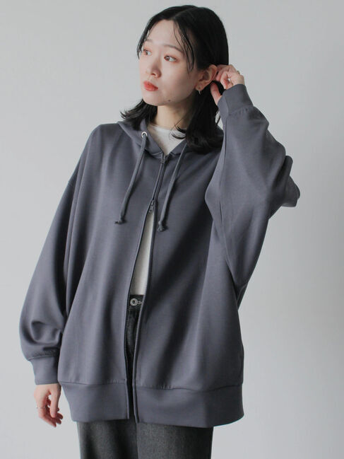 Samansa Mos2 blue「ダンボールジップパーカー」|Tシャツ・カットソー|