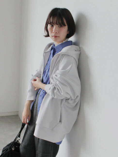 Samansa Mos2 blue「ダンボールジップパーカー」|Tシャツ・カットソー|