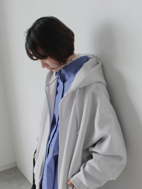 Samansa Mos2 blue「ダンボールジップパーカー」|Tシャツ・カットソー|