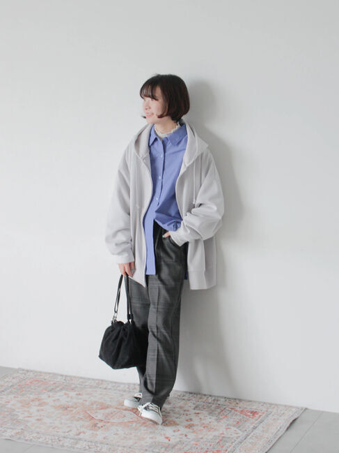 Samansa Mos2 blue「ダンボールジップパーカー」|Tシャツ・カットソー|